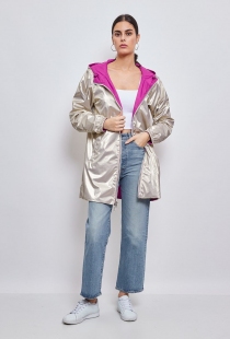 Parka longue r&eacute;versible avec capuche violet or parka protectrice &agrave; capuche