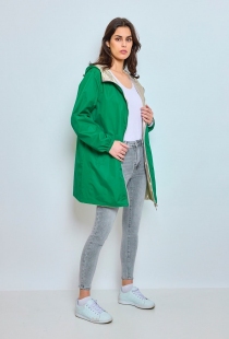 Parka longue r&eacute;versible avec capuche vert or veste longue protectrice