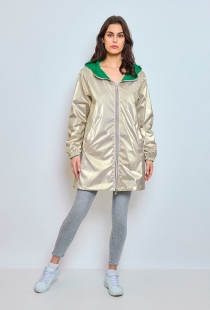 Parka longue r&eacute;versible avec capuche vert or parka &eacute;l&eacute;gante et fonctionnelle