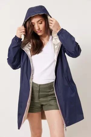 Parka longue r�versible avec capuche navy or parka longue double face avec capuche