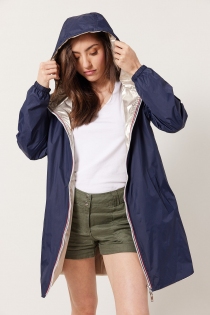 Parka longue r&eacute;versible avec capuche navy or manteau long &eacute;l&eacute;gant et protecteur