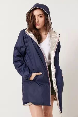 Parka longue r�versible avec capuche navy or parka longue double face avec capuche