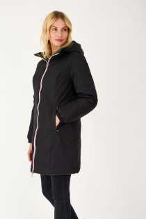 Parka doudoune r&eacute;versible noir kaki manteau chaud &agrave; l'allure urbaine