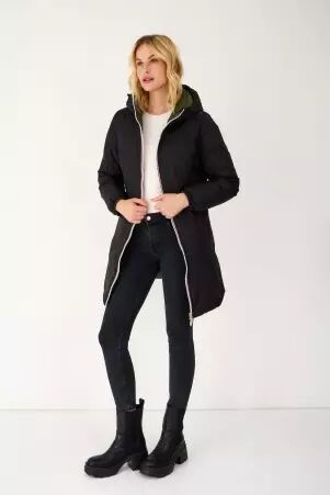 Parka doudoune r�versible noir kaki veste chaude � style utilitaire