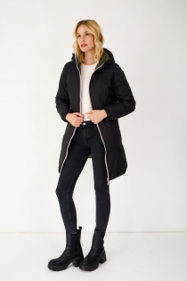 Parka doudoune r&eacute;versible noir kaki veste hivernale polyvalente