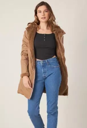 Parka r�versible fourr�e taupe parka taupe r�versible doubl�e