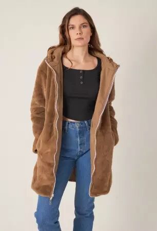 Parka r�versible fourr�e taupe parka taupe r�versible doubl�e