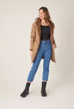 Parka r�versible fourr�e taupe parka taupe r�versible doubl�e