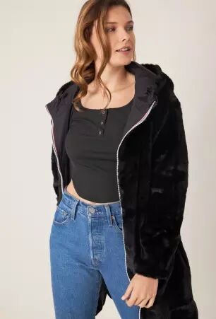 Parka r�versible fourr�e noir parka noire r�versible doubl�e chaude