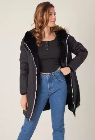 Parka r�versible fourr�e noir parka noire r�versible doubl�e chaude