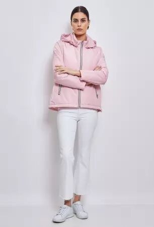 Parka courte l�g�rement ouat�e rose parka courte rose au style doux
