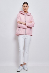 Parka courte l&eacute;g&egrave;rement ouat&eacute;e rose veste rose matelass&eacute;e f&eacute;minine