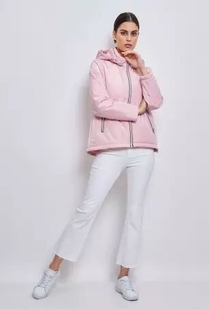 Parka courte l�g�rement ouat�e rose parka courte rose au style doux