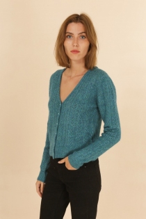 Gilet Mumbai vert v&ecirc;tement cosy pens&eacute; pour superpositions de saison pour un port&eacute; quotidien