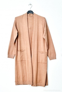 Gilet mi-long Camel pi&egrave;ce de pr&ecirc;t-&agrave;-porter chaude &agrave; la silhouette fluide &agrave; la ligne &eacute;l&eacute;gante