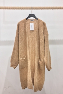 Gilet avec poches alpaga Camel cr&eacute;ation textile douce