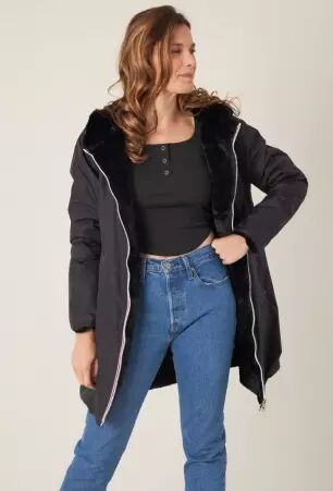 Parka r�versible grande taille fourr�e noir parka grande taille doubl�e noire