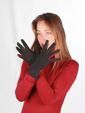 Gant 3 Boutons + Entre-Doigt Couleur noir pi�ce vestimentaire au caract�re moderne et � l'esprit cr�atif