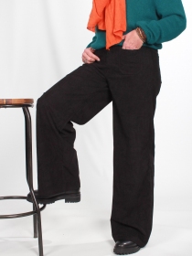 Pantalon velours noir v&ecirc;tement f&eacute;minin essentiel