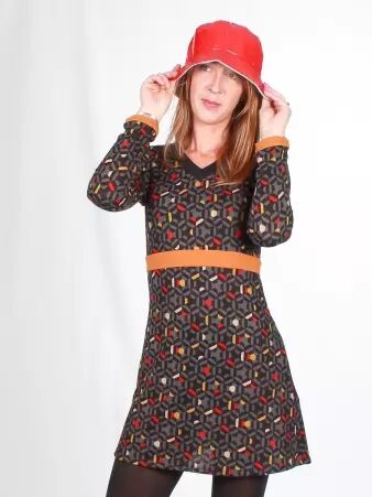 Robe Bailey Kaleidoscope gris robe graphique � motif kal�idoscope