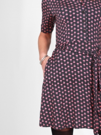 Robe Anna manches courtes Saki noir robe &eacute;l&eacute;gante et moderne