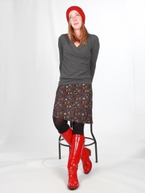 Jupe Zazie Kaleidoscope gris v&ecirc;tement f&eacute;minin graphique et structur&eacute;