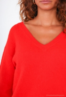 Pull alpaga orange v&ecirc;tement doux et color&eacute;