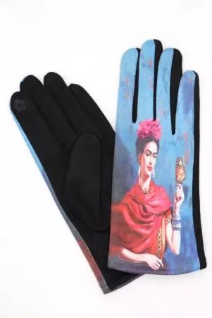 Gants Frida bleu gants su�dine au toucher velout� et � l'esprit urbain