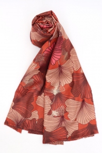 Echarpe gingko brique