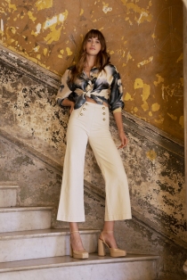 Pantalon à pont Victorine Crème