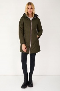 Parka doudoune r&eacute;versible kaki noir veste hivernale fonctionnelle