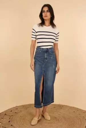 Jupe longue Jeans cr�ation mode au design �pur� et � l'esprit casual chic