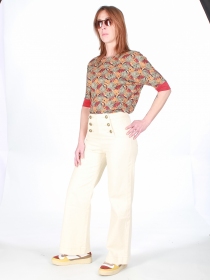 Pantalon à pont Victorine Crème