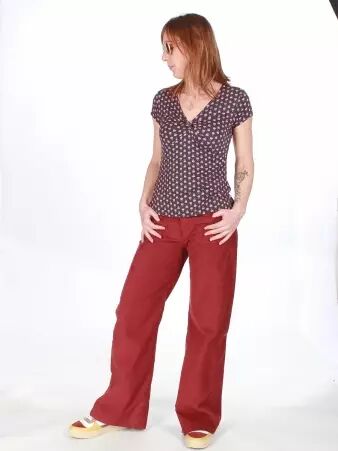 Pantalon Beegees velour Bordeaux v�tement f�minin chic et chaleureux