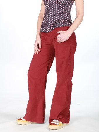 Pantalon Beegees velour Bordeaux v�tement f�minin chic et chaleureux
