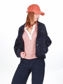 Veste velours bleu marine