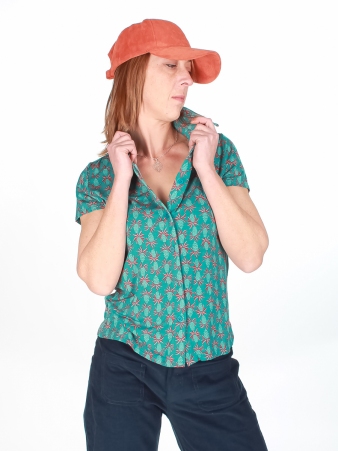 Chemise Lary manches courtes Pinia Bleu �l�ment mode � l'esth�tique actuelle