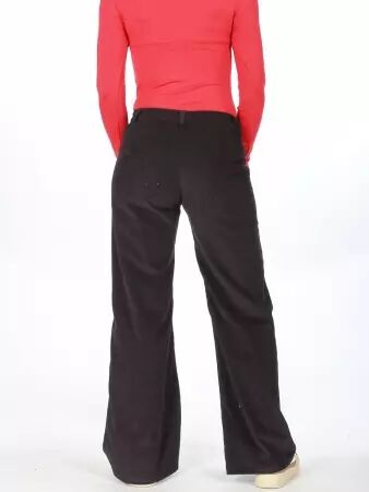 Pantalon Beegees velour Noir pantalon femme � la coupe fluide