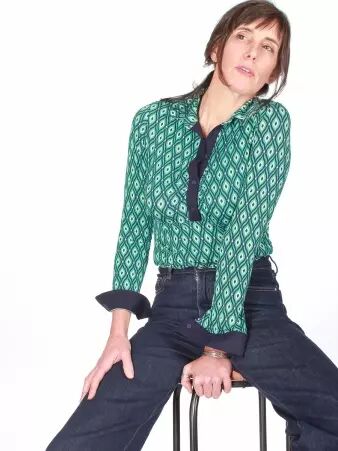 Polo Curtis manches longues Flamingo bleu haut casual
