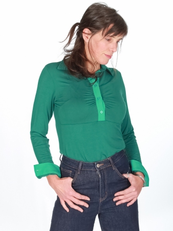 Polo Curtis manches longues vert v�tement casual