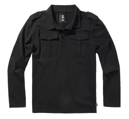 Polo Willis manches longues noir polo noir manches longues � la coupe nette