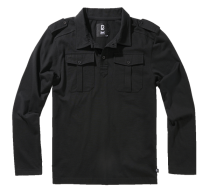 Polo Willis manches longues noir polo noir manches longues &agrave; la coupe nette