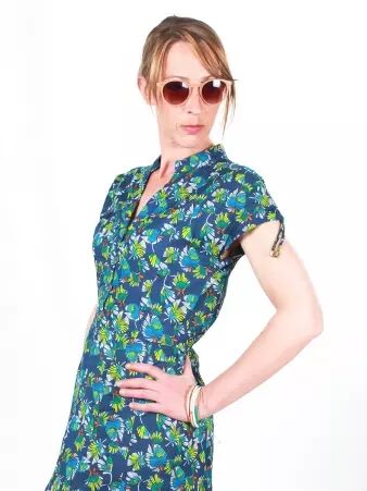 Robe Chemise Nina Phoenix bleu robe boh�me expressive
