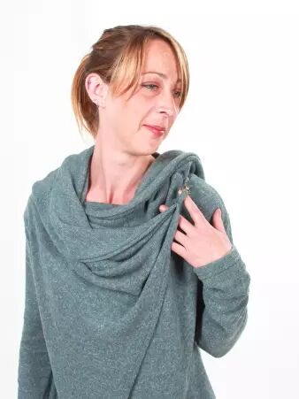 Gilet Kali Petrol cardigan f�minin � l'allure contemporaine