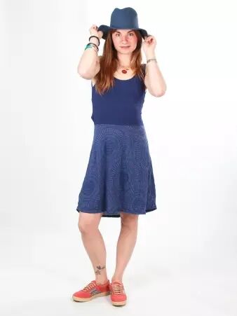 Robe Paquita courte Mandala Circle bleu imprim� graphique
