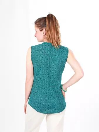 Top Aruba Seigaiha bleu top motif vague bleue traditionnelle