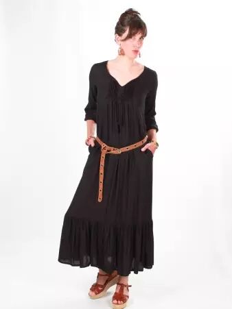 Robe longue Chula Noir robe f�minine intemporelle