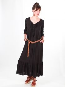 Robe longue Chula Noir robe boh&egrave;me chic
