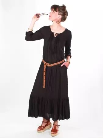 Robe longue Chula Noir robe f�minine intemporelle