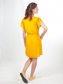 Robe Stella Moutarde robe boh&egrave;me fluide couleur &eacute;pic&eacute;e